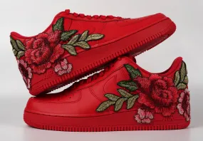 Air Force 1 Custom Triple Red Short Rose Low Flower Floral Shoes Men Women & Kids All Sizes AF1 Sneakers Soft Land