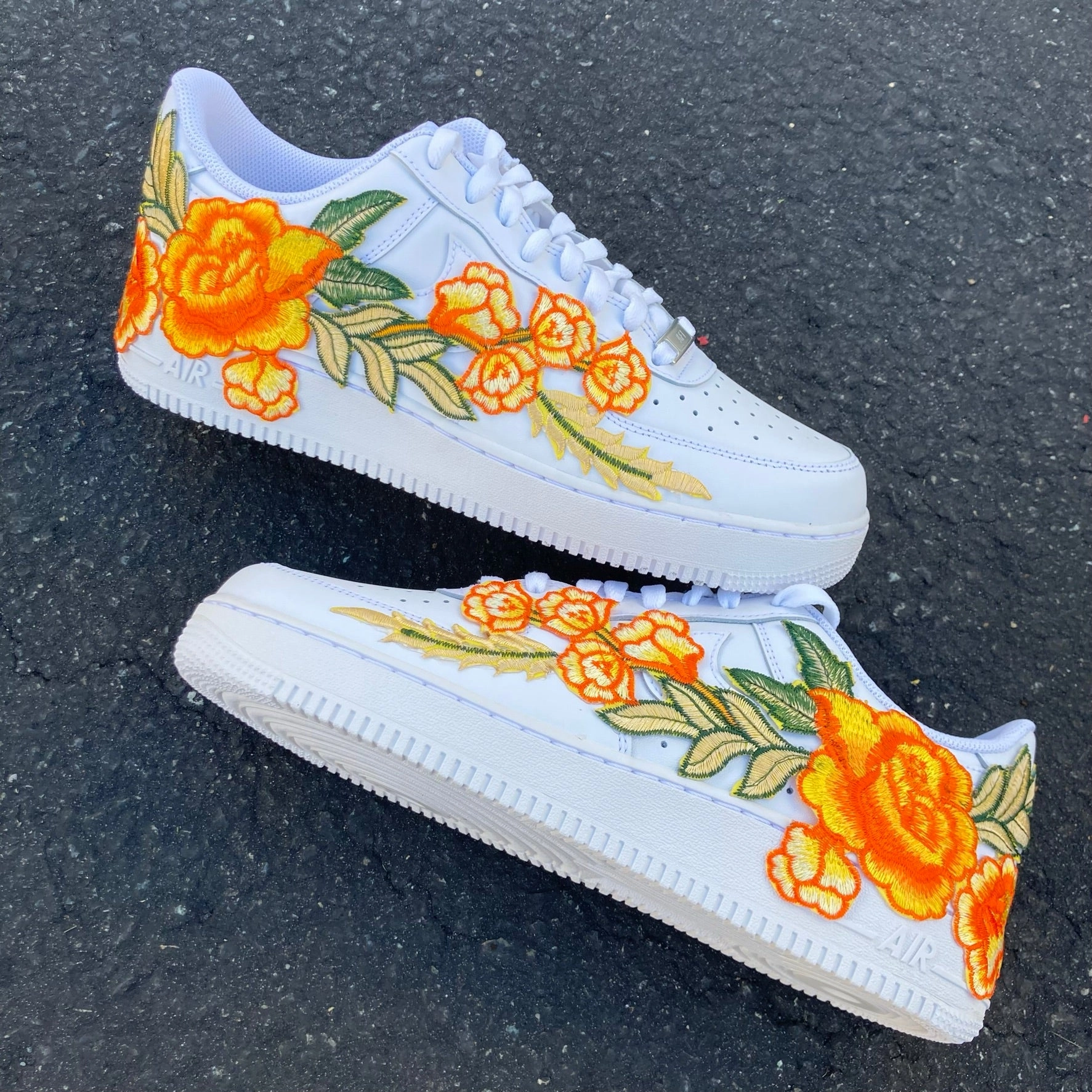 Angel Glow Harbor Mood Air Force 1 07 Low Orange Rose Flower Floral White Custom Shoes All AF1 Sneakers