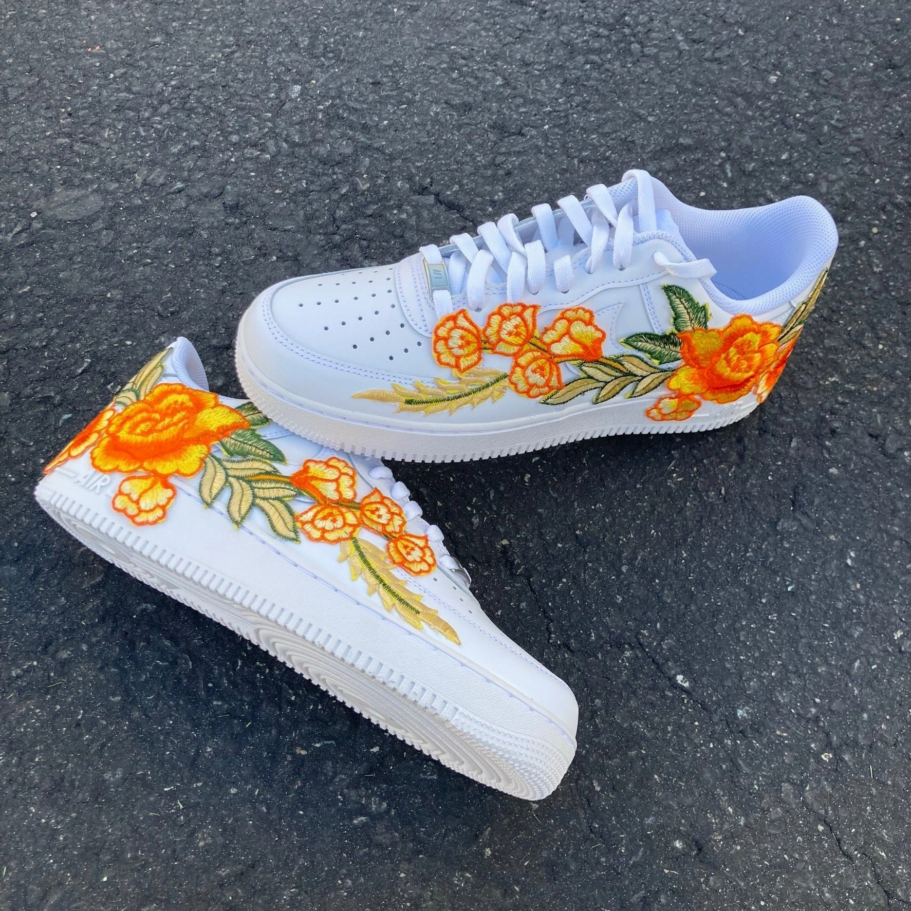 Air Force 1 07 Low Orange Rose Flower Floral White Custom Shoes All AF1 Sneakers Heat Mode Morning Walk