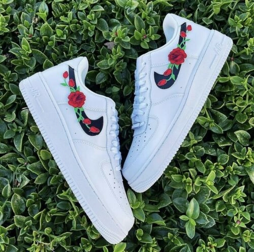 Comfort Strap School Day Air Force 1 Custom Low Red Rose Floral White Black Shoes Men Women Kids AF1 Sneakers