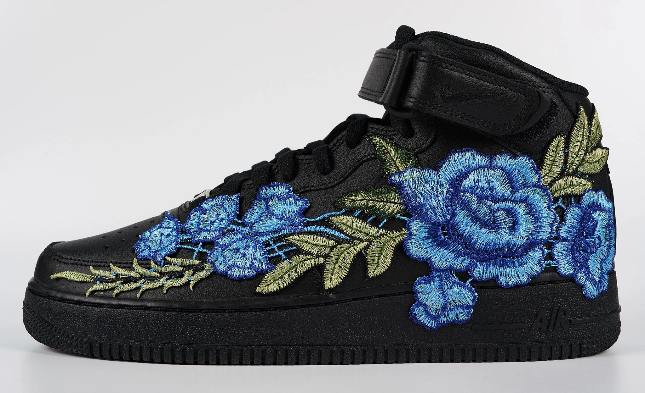 easy move Sea Breeze Air Force 1 Custom Mid Blue Rose Shoes Flower Floral Black All Sizes Men Women Kids AF1 Sneakers