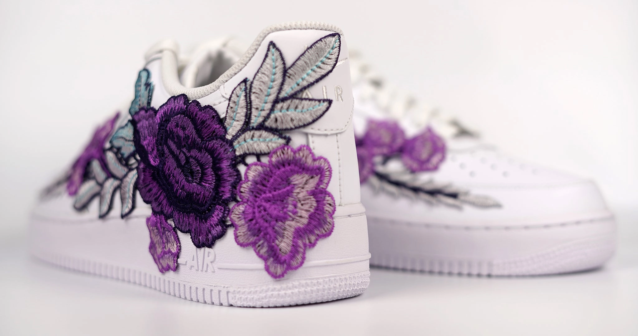 Air Force 1 Custom Purple Rose Shoes Low Flower Floral White Men Women & Kids All Sizes AF1 Sneakers design