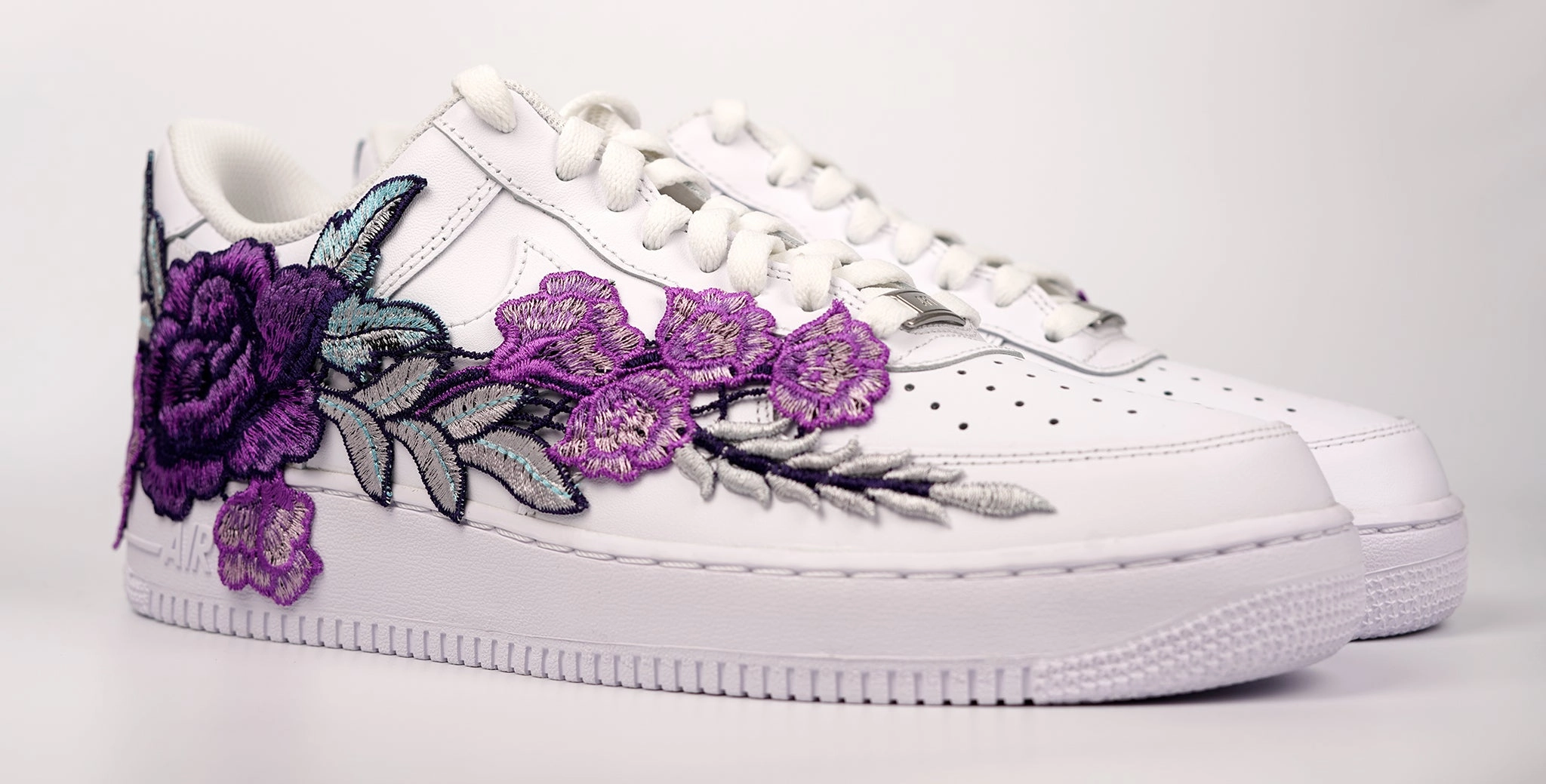 Rain Step Air Force 1 Custom Purple Rose Shoes Low Flower Floral White Men Women & Kids All Sizes AF1 Sneakers