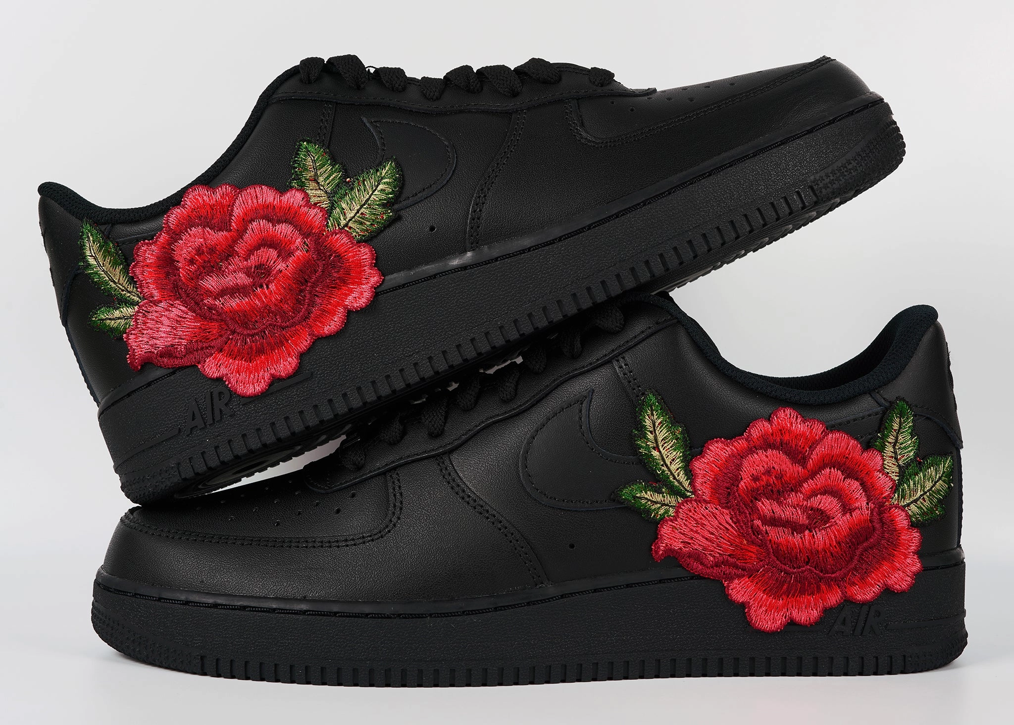 Fight Mode Air Force 1 Custom Red Rose Shoes Flower Floral Black Low Men Women & Kids All Sizes AF1 Sneakers
