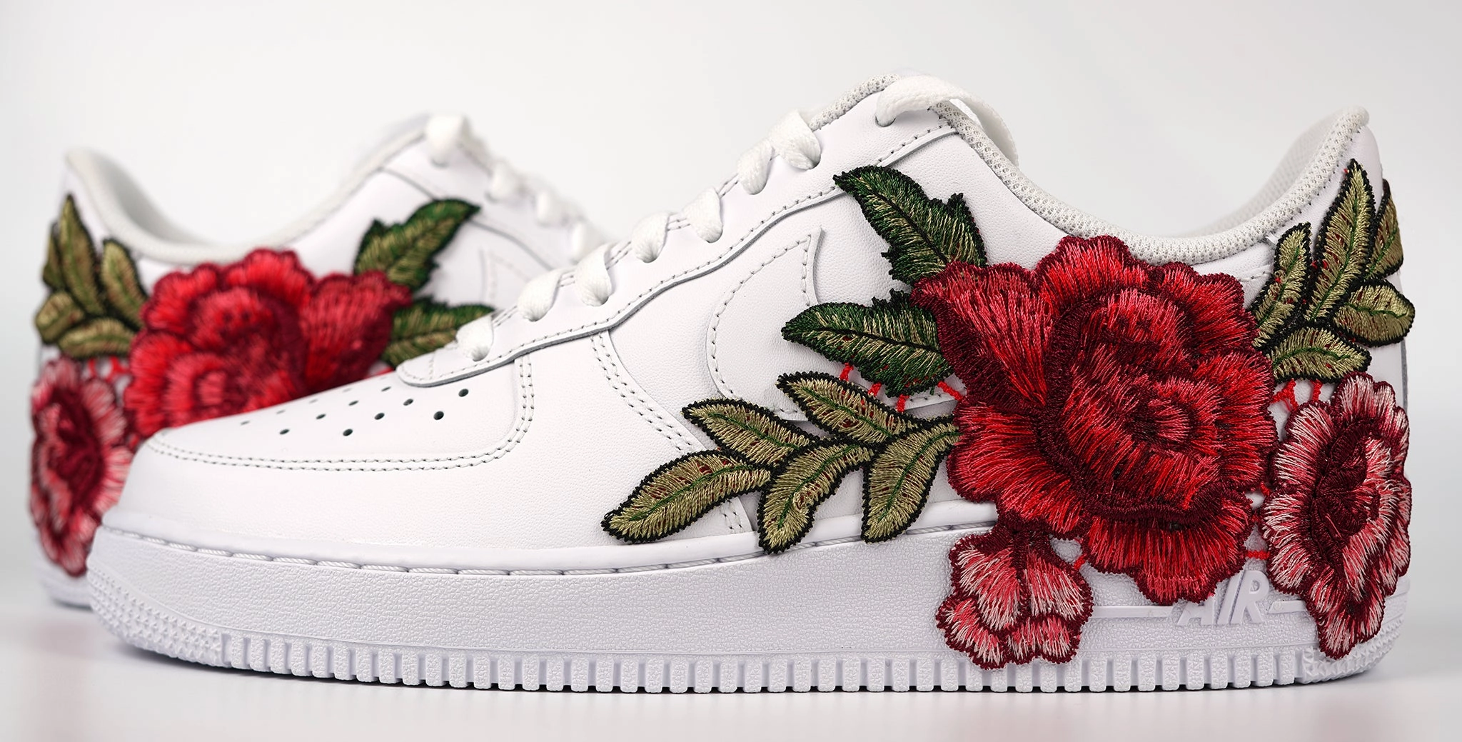 Summer Base Air Force 1 Custom Red Rose Short Shoes Low Flower Floral Design White Men Womens & Kids All Sizes AF1 Sneakers