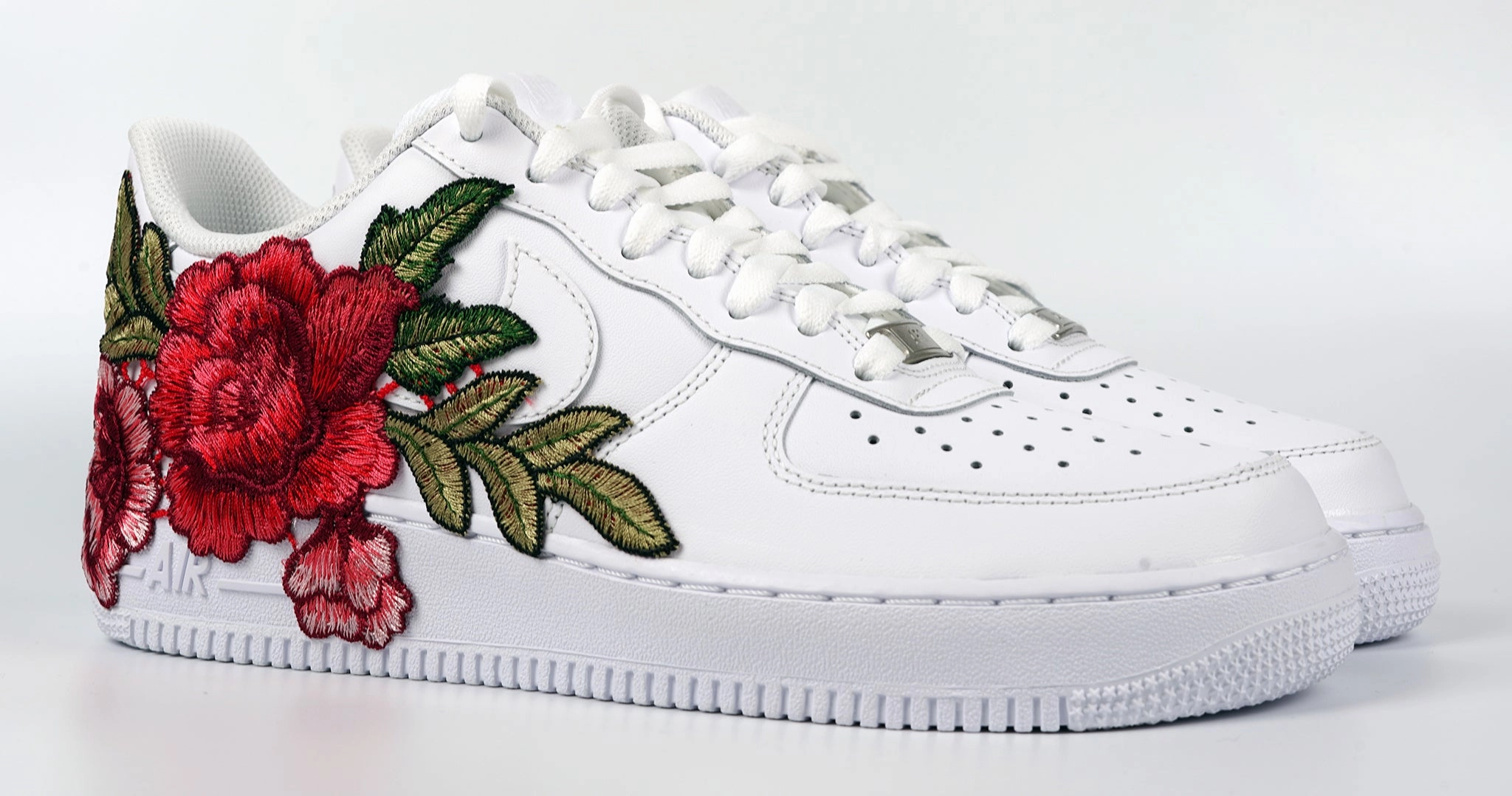 Tropic Mode Step Ahead Air Force 1 Custom Red Rose Short Shoes Low Flower Floral Design White Men Womens & Kids All Sizes AF1 Sneakers