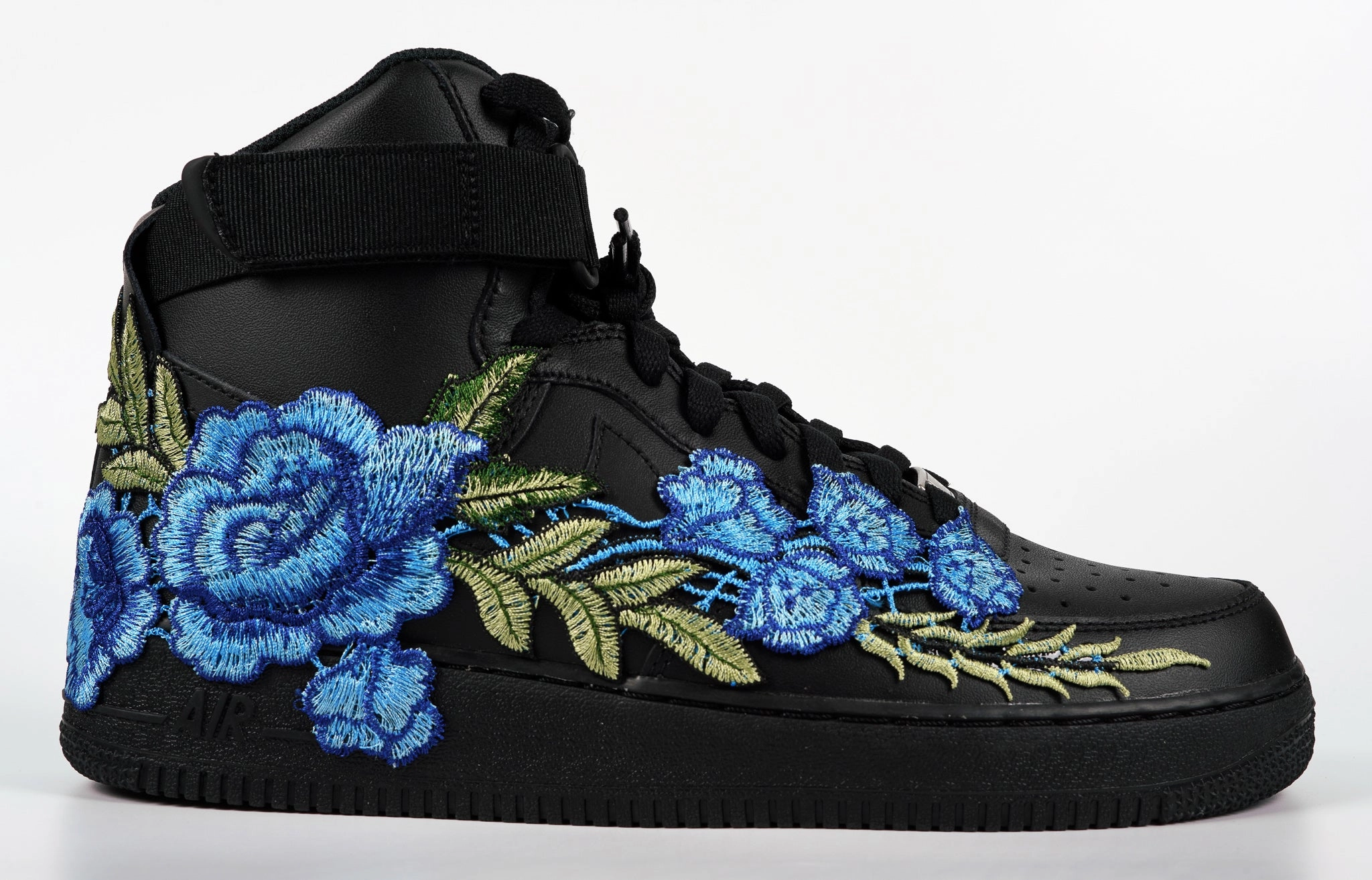Stone Grip Air Force 1 Custom Shoes High Black Blue Rose Flower Floral Men Women Kids All Sizes AF1 Sneakers