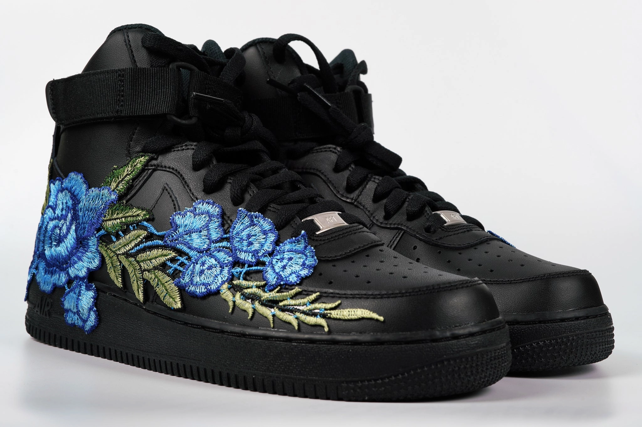 Slim Form Step Tall Air Force 1 Custom Shoes High Black Blue Rose Flower Floral Men Women Kids All Sizes AF1 Sneakers
