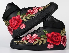 Anti Odor Air Force 1 Custom Shoes High Black Red Rose Flower Floral Men Women Kids All Sizes AF1 Sneakers