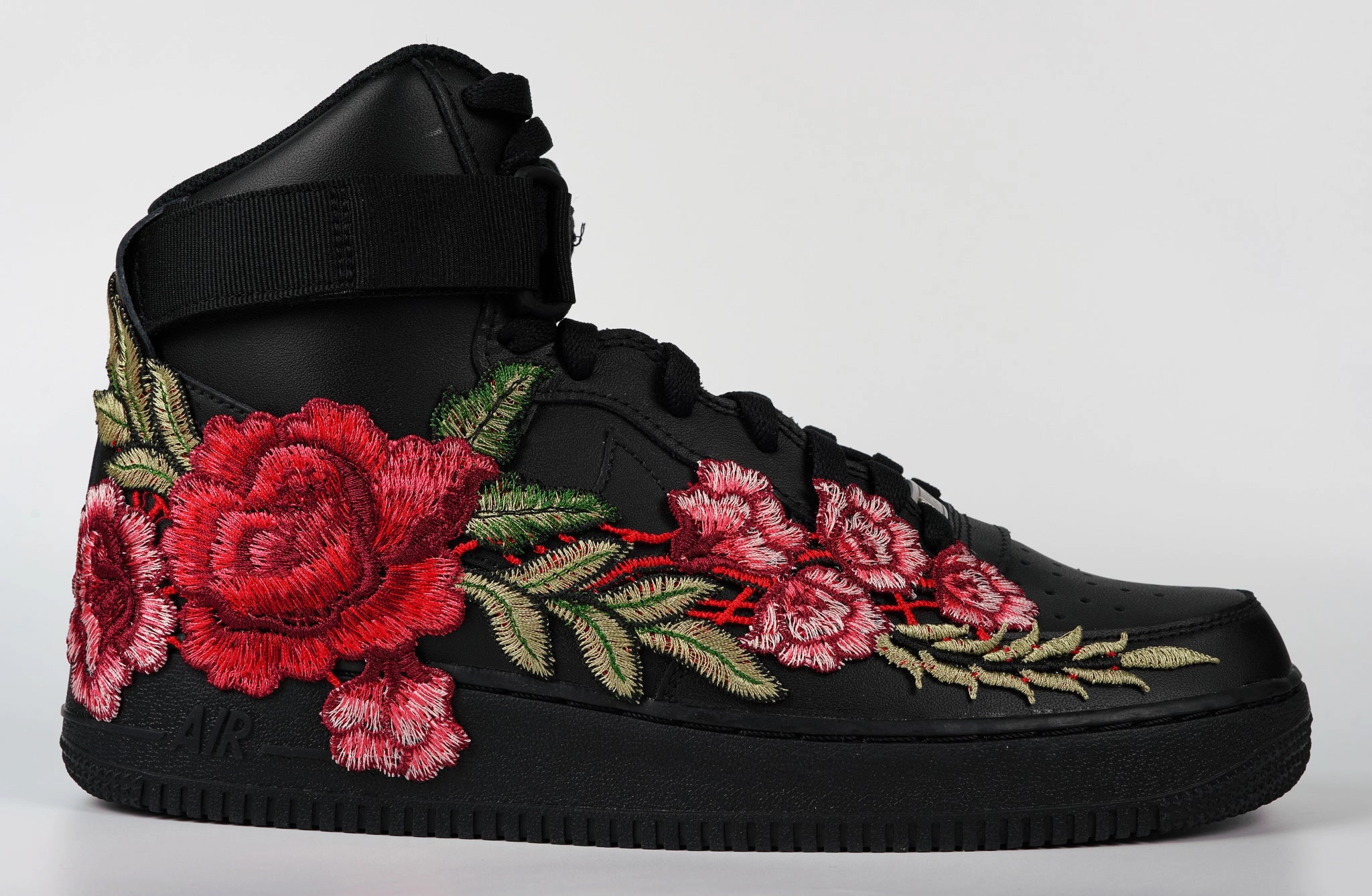 Air Force 1 Custom Shoes High Black Red Rose Flower Floral Men Women Kids All Sizes AF1 Sneakers Free Soul Summer cool