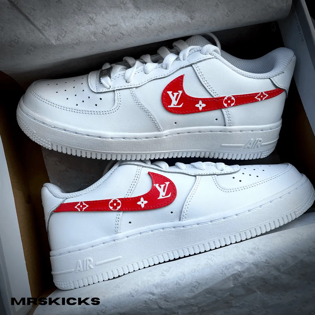 Custom Red Lv Airforce 1 Photo Glam