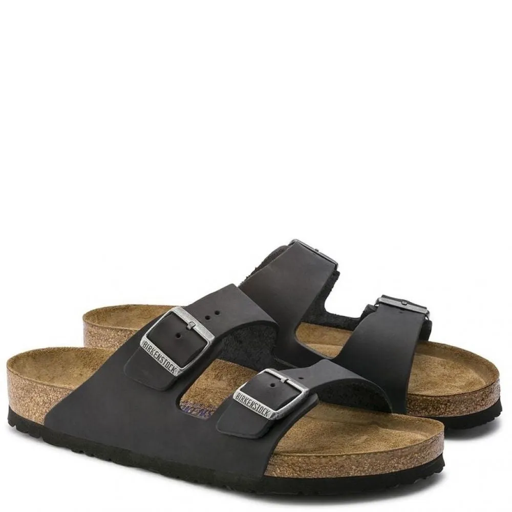 Textured Tread All Surface Traction Birkenstock Arizona Softbed Oiled Leather in Black