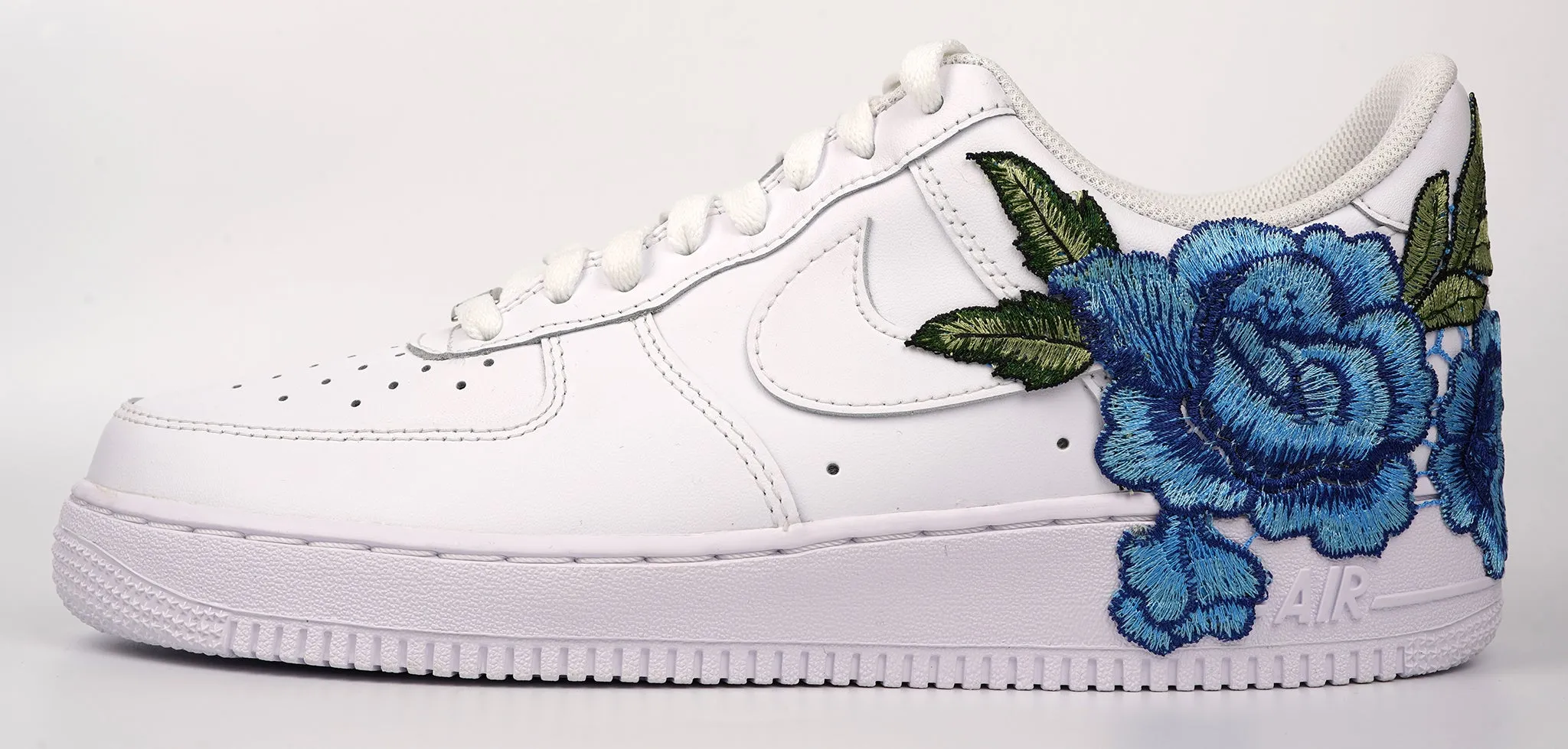 Air Force 1 Custom Blue Rose Shoes Short Flower Floral Design White Low Shoes Men Women & Kids All AF1 Sneakers Icon Walk