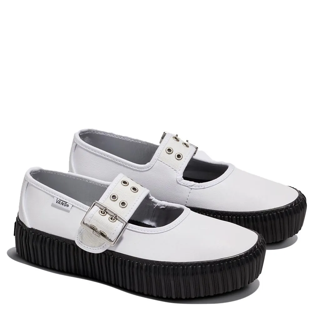 Vans Women's Mary Jane Creeper in Grunge Ballet White/Black Foot Glow Cushioned heel