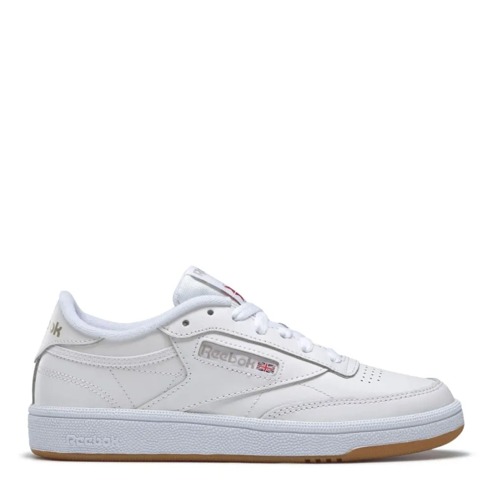 Move Light Stone Glam Reebok Women's Club C 85 in White/Light Grey/Gum