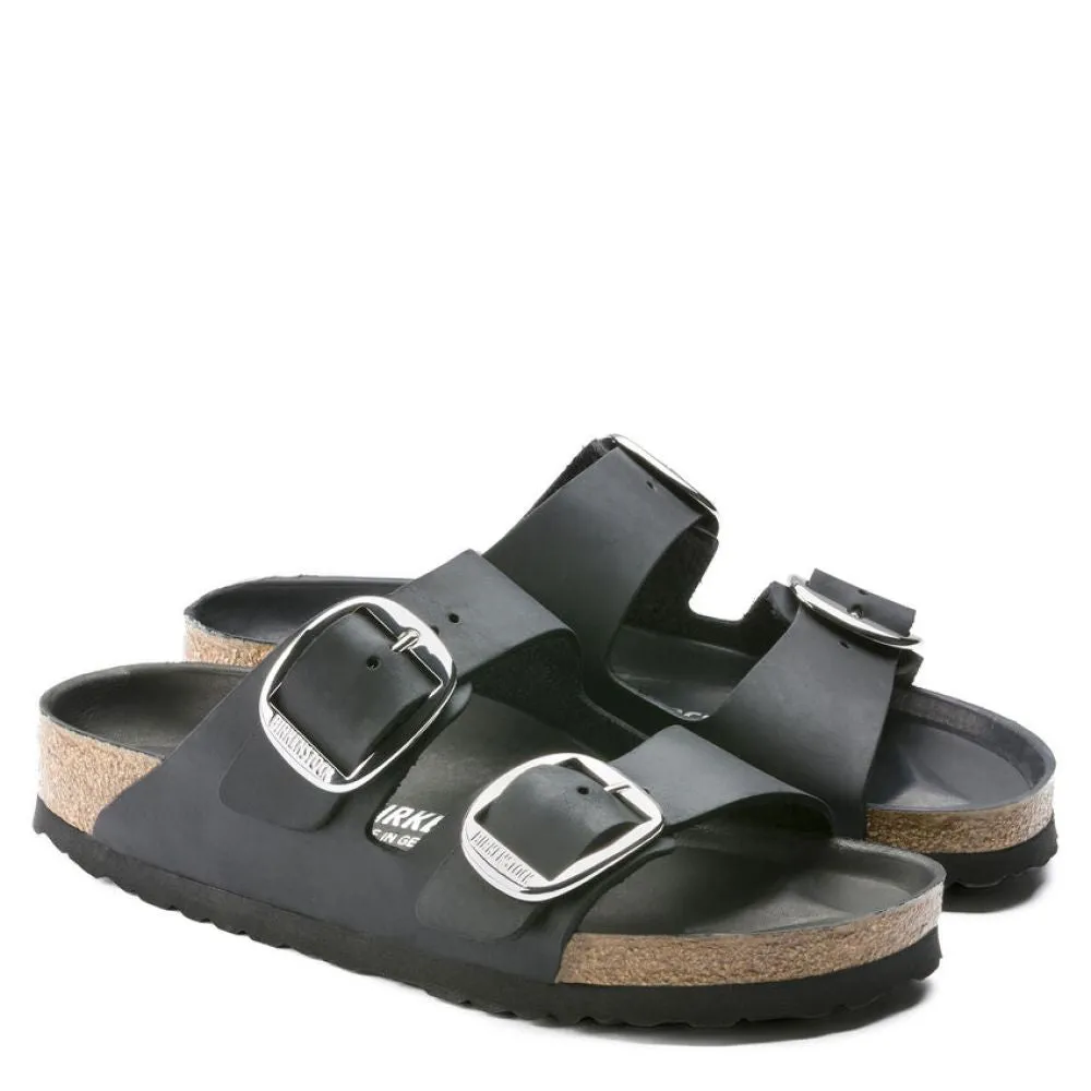 Swift Walk Sandal Straps Birkenstock Women's Arizona Big Buckle Oiled Leather in Black Ultimate Fit