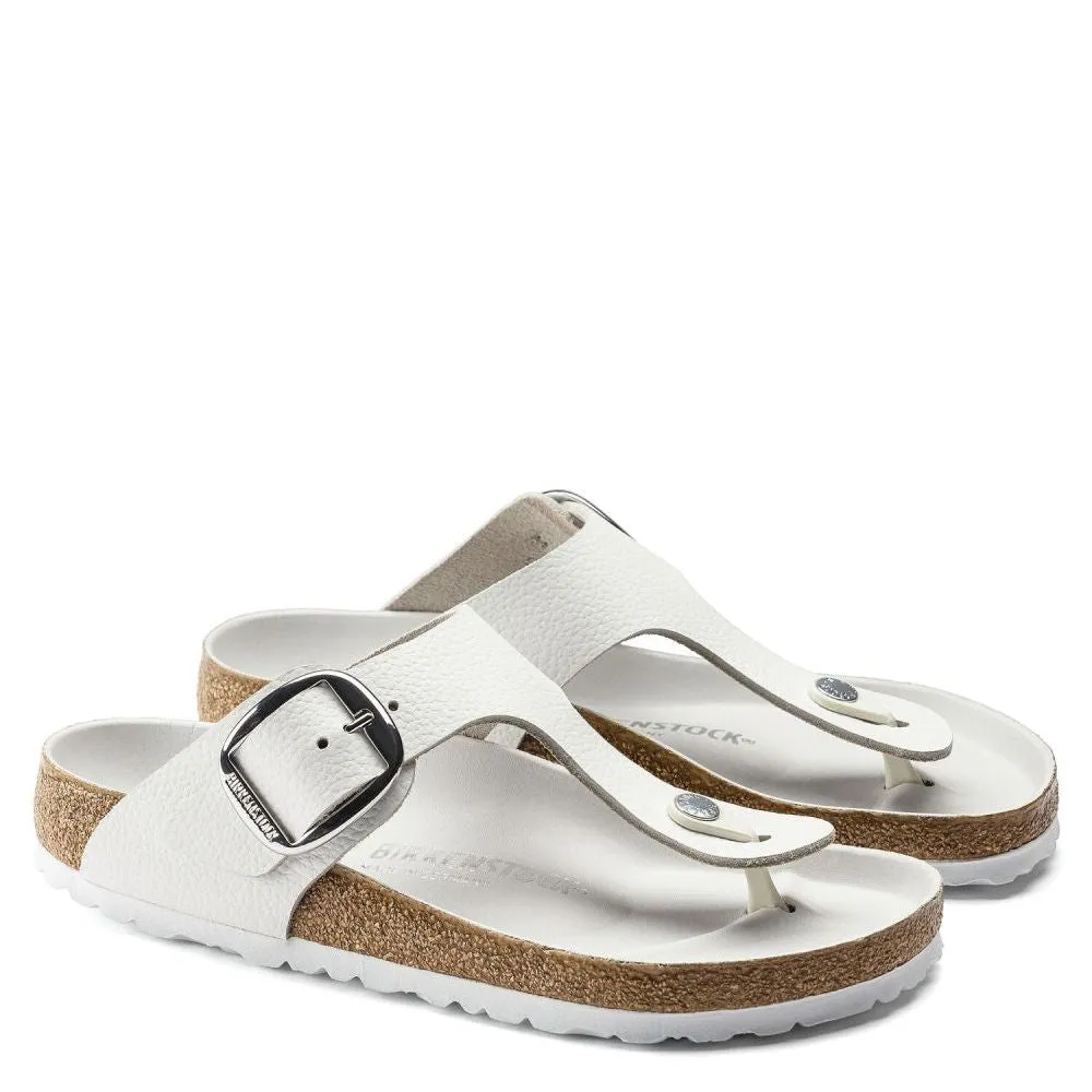 Birkenstock Women's Gizeh Big Buckle Leather in White Ergonomic Design Beach Ready
