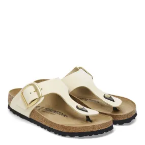 Flexible Comfort Bead Edge Birkenstock Women's Gizeh Big Buckle Nubuck Leather in Ecru Beach Wear
