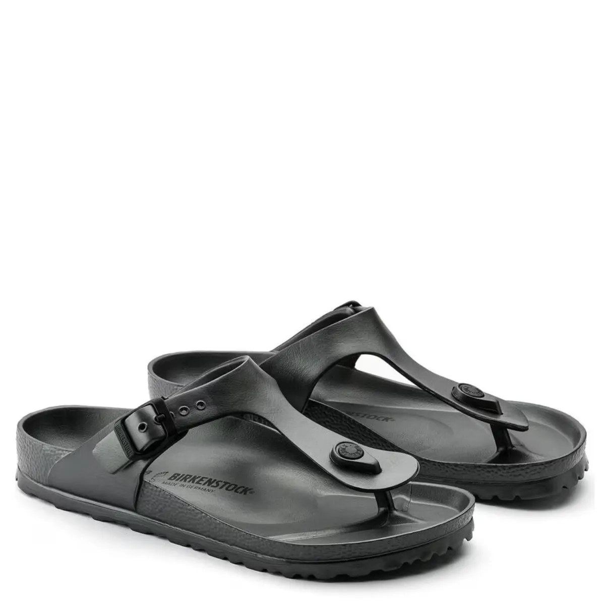 Quick Slip-On Sporty Look Birkenstock Women's Gizeh EVA in Metallic Anthracite Great Comfort