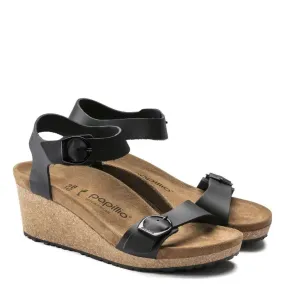 Birkenstock Women's Soley Leather in Black Quick Comfort Comfortable Vacation Shoes Relaxed Beach Shoes
