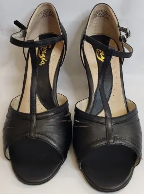 3" Samantha -- Flare Heel Latin Sandal -- Black Soul Step Hero Edge