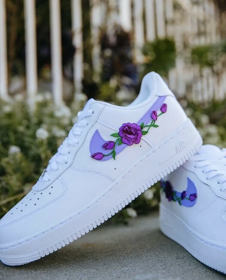 Stage Glow Soft Neutral Air Force 1 Custom Low Purple Small Rose Floral White Shoes Mens Women Kids AF1 Sneakers