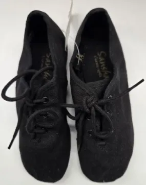 Carousel -- Children's Canvas Split Sole Jazz Shoe, Suede Sole -- Black Moon Tone