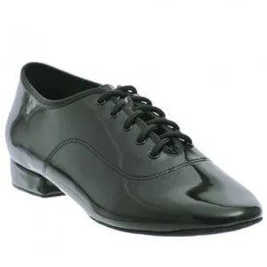 Charles -- Men's Standard Ballroom Oxford -- Black Patent Velvet Soft Comfort Enhancement