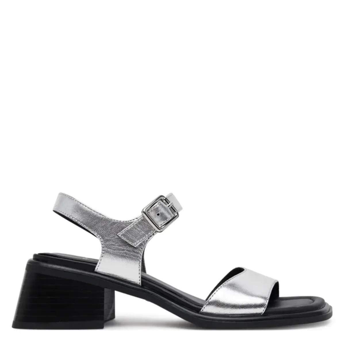 Breathable Design Classic Comfort Vagabond Women's Ines Sandals in Silver Metallic Leather