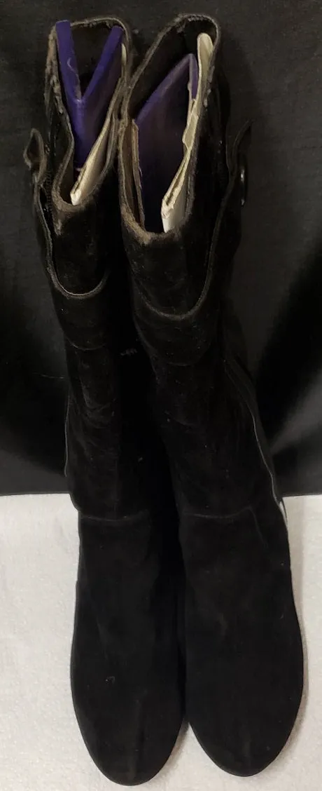 British Edge Classic -- Women's Flat Heel Dress Boot --Black Suedine