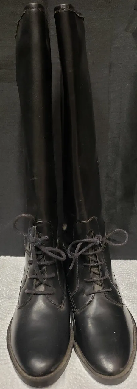 Rider -- Women's Leather Rider Boot -- Black Suede Soft Exact Fit