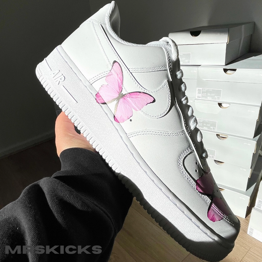 Bone Aid Custom Pink Butterfly Airforce 1