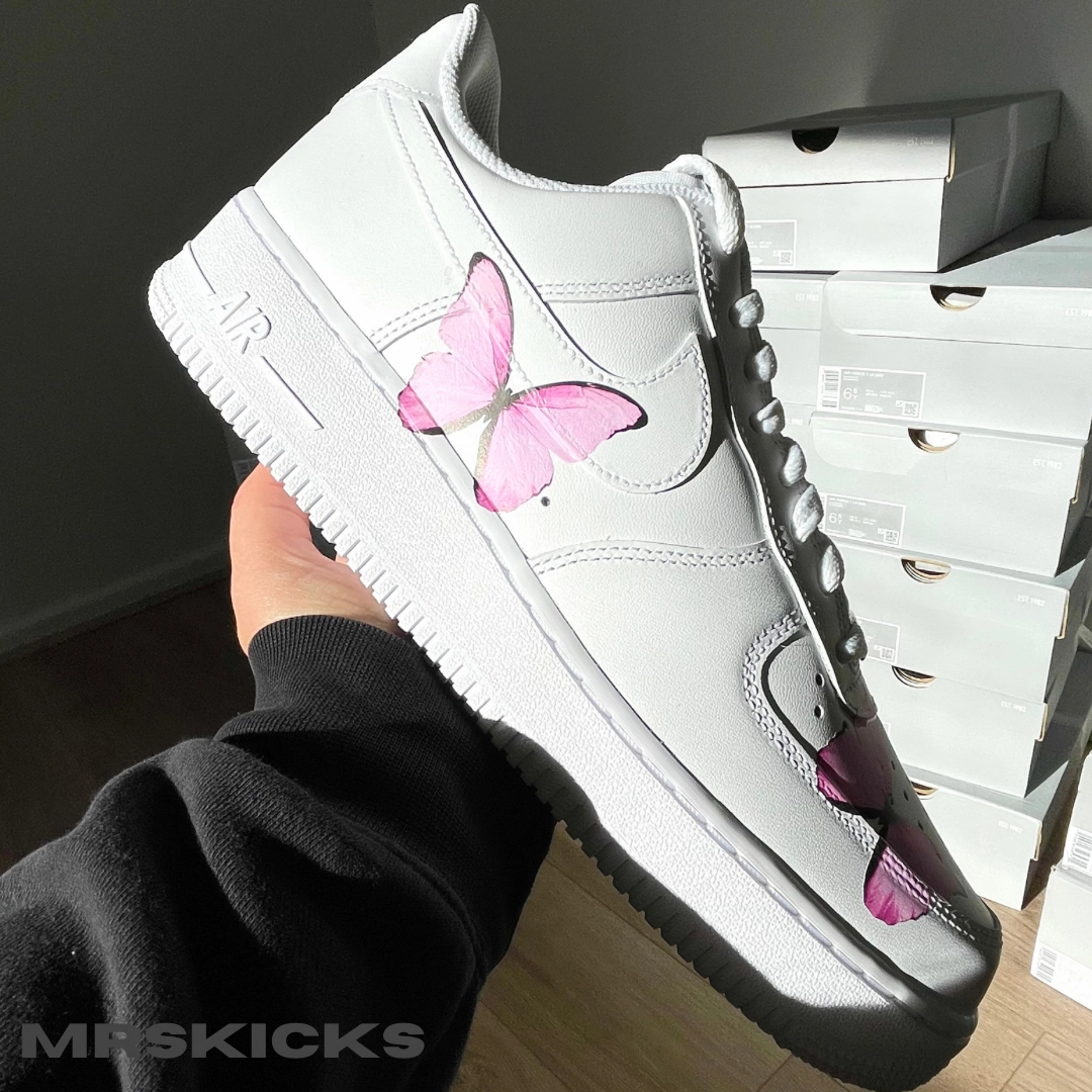 Custom Pink Butterfly Airforce 1 Comfort Cushion Dinner Look