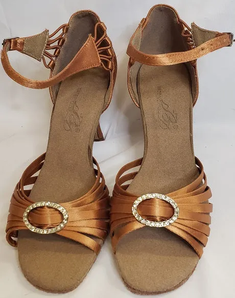 Foot Glow Autumn Tone 3" Stephanie II -- Women's Flare Heel Rhinestone Ballroom Sandal