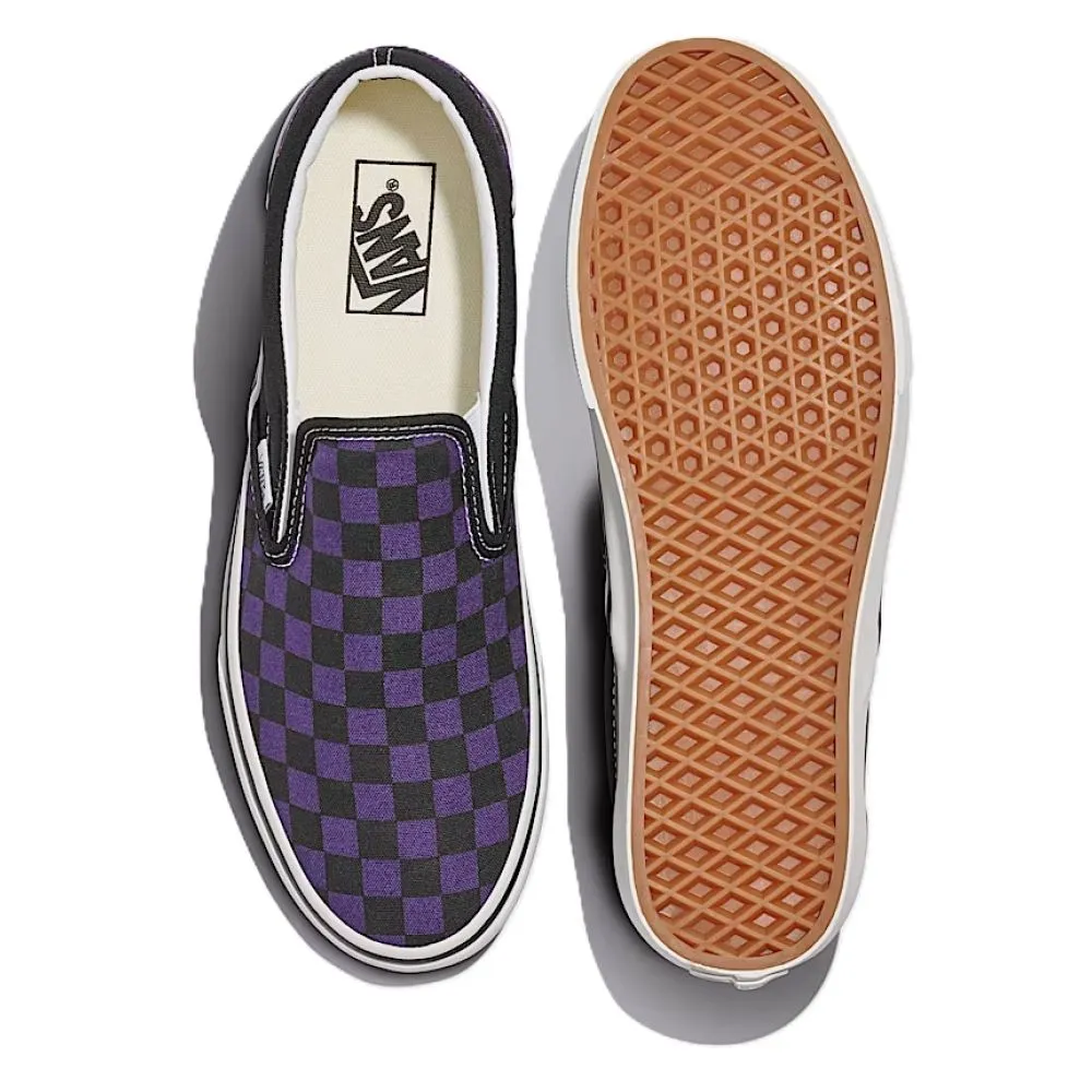 Knitted Warm Vans Checkerboard Classic Slip-On in Black/Gothic Grape