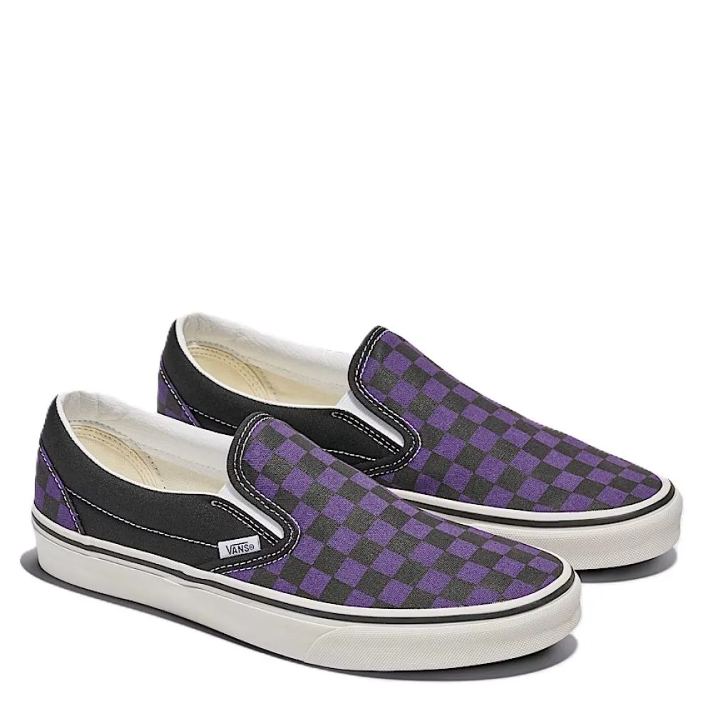 Vans Checkerboard Classic Slip-On in Black/Gothic Grape Galaxy Tone Story Glow