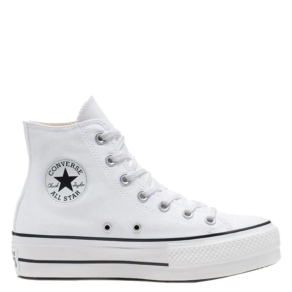 Heel Support Converse Women's Chuck Taylor All Star Lift High Top in White/White Versatile Platform Heels