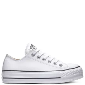 Comfortable Travel Shoes Converse Women's Chuck Taylor All Star Lift Leather Low Top in White Casual and chic