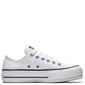 Converse Women's Chuck Taylor All Star Lift Low Top in White/Black Flexible Sole High-Quality Material Sunny Day