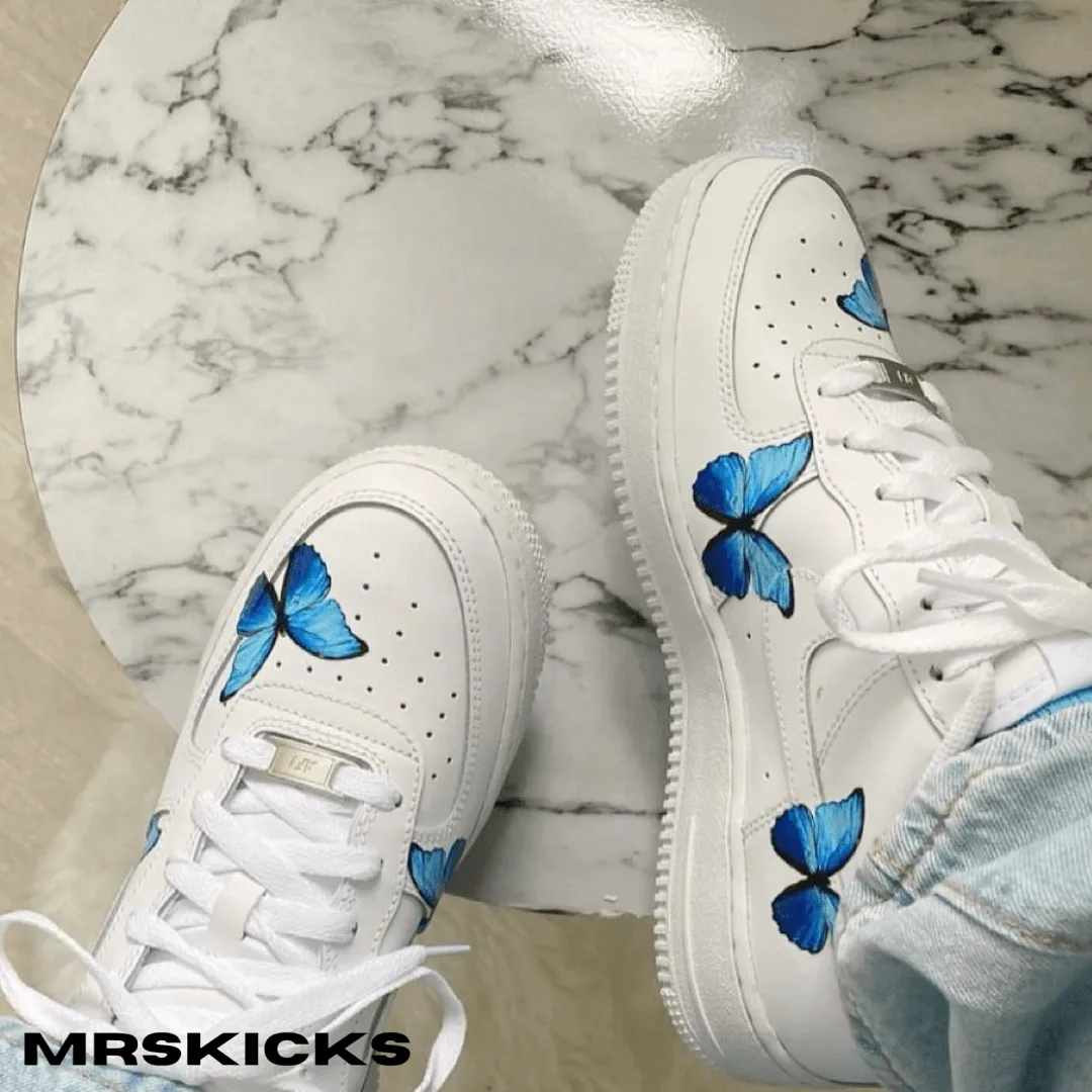 Bold Neon Custom Blue Butterfly Airforce 1