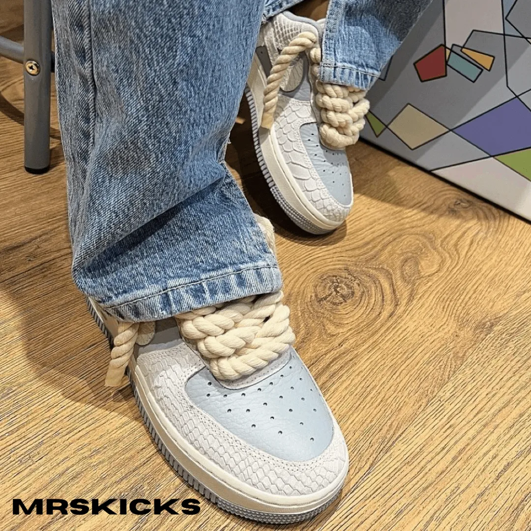 shop custom rope airforces , rope lace shoes, rope sneakers, rope custom airforce 1 , Af1 rope , rope customs, af1 customs , customize your shoes , nike customs , rope nike shoes, grey airforce 1 custom, airforce 1 nike customs , customisation ,  shoe cust