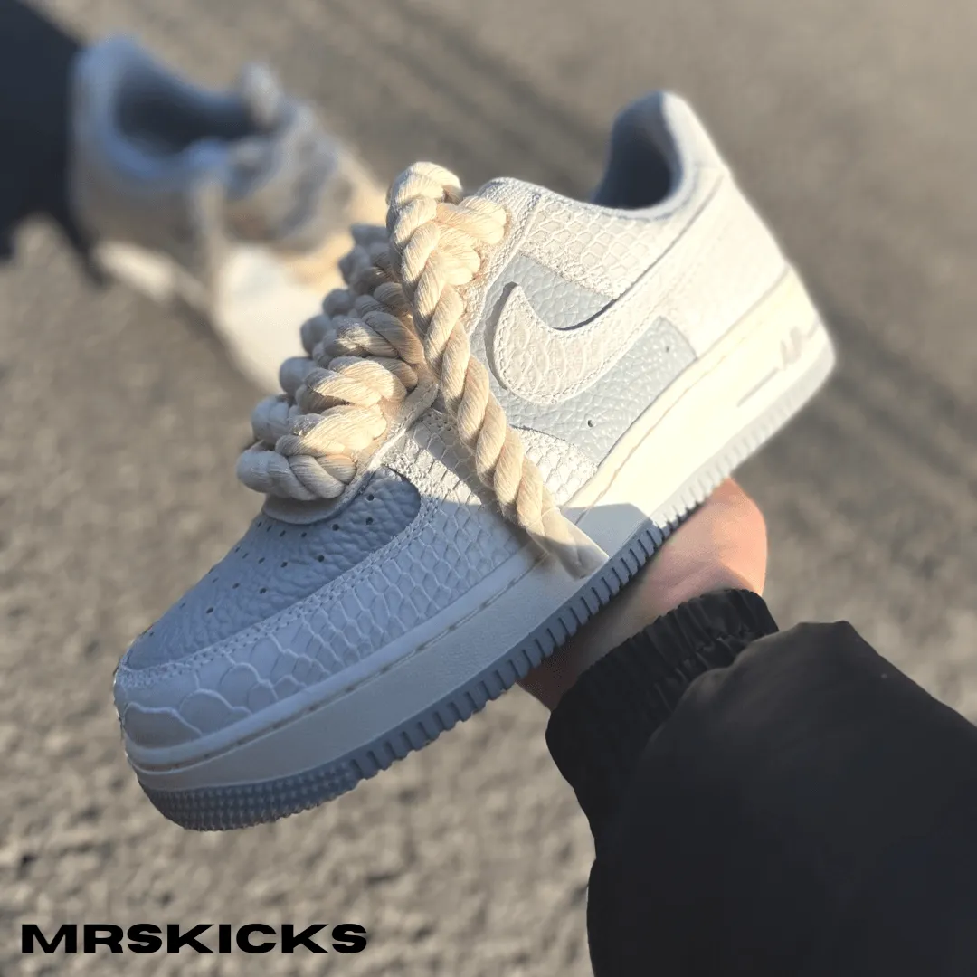 customized airforce 1 python , customs by J1 , J1 customs , J1 customisation , mrskicks , mrskicksuk, mrs kicks, Rope lace airforce 1 , rope AF1 custom , Rope custom shoes , rope shoelaces , Snakeskin airforce 1 , customised airforces , personalised nike s