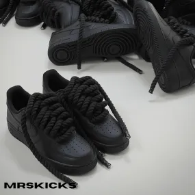 Elastic laces Custom Triple Black Rope Airforce 1