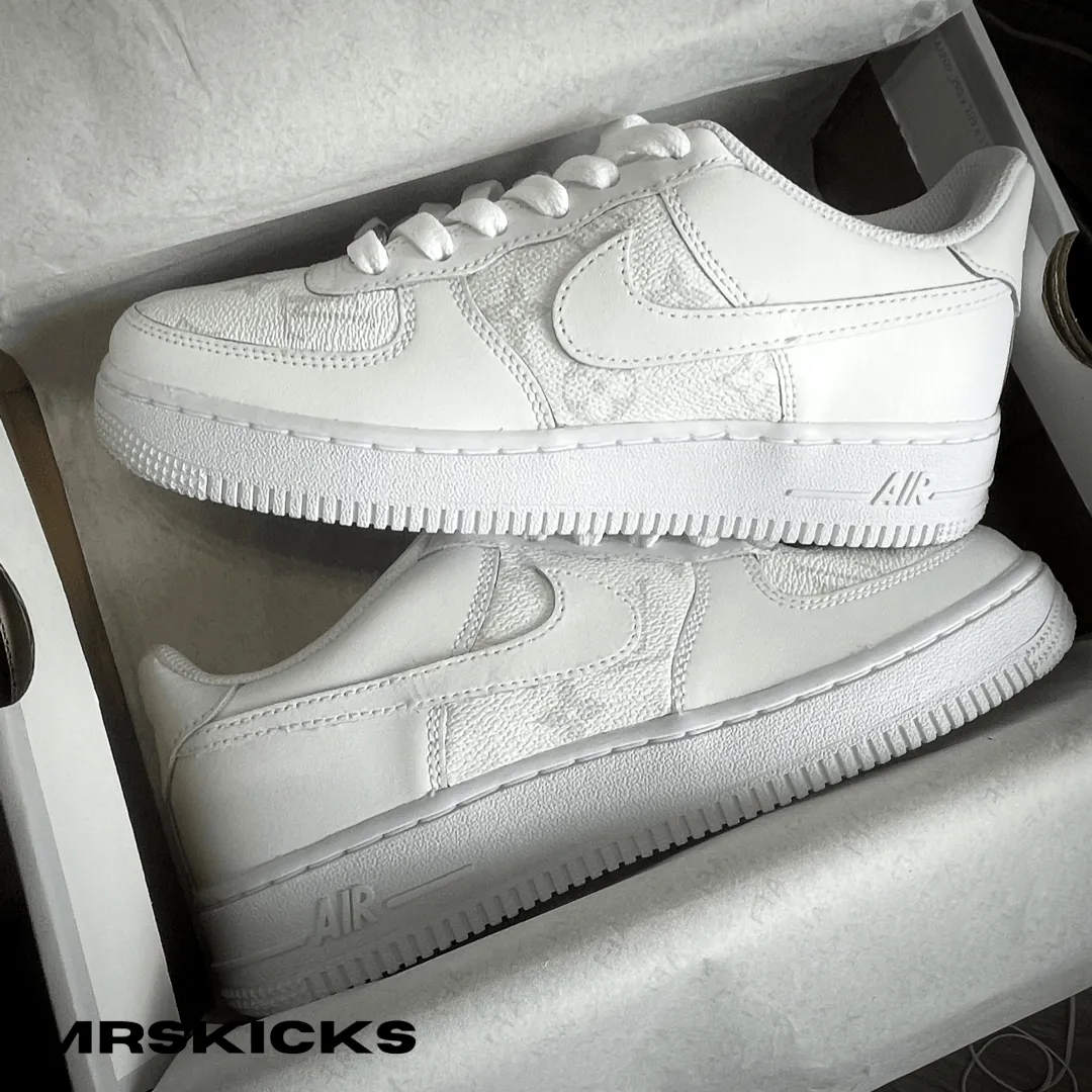 Custom White Lv Airforce 1 Retro Mood