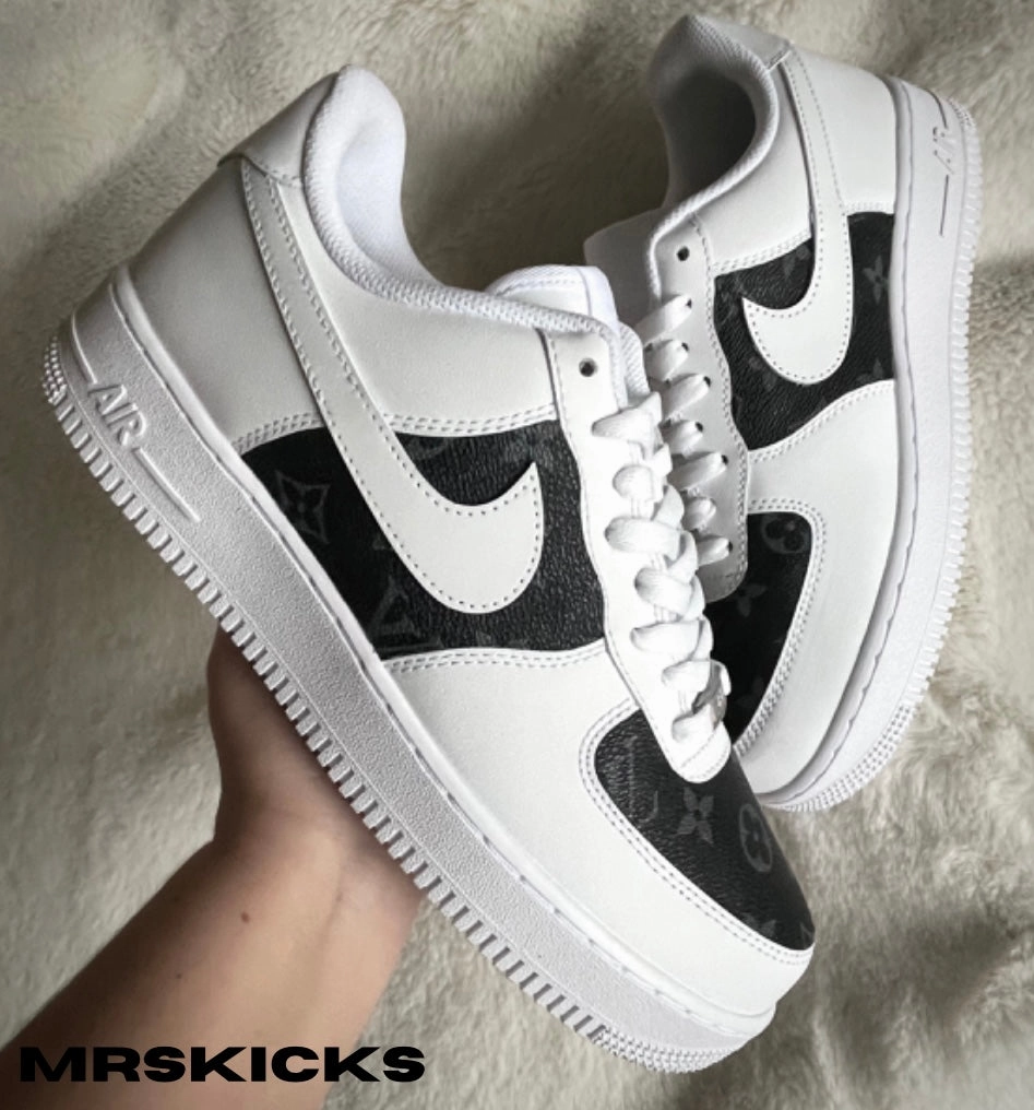 Pair Quick Fresh Tone Custom Black & Grey Lv Airforce 1