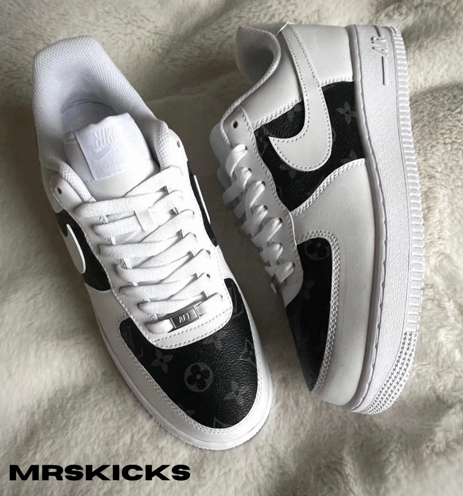 Comfortable Wear Park Step Custom Black & Grey Lv Airforce 1