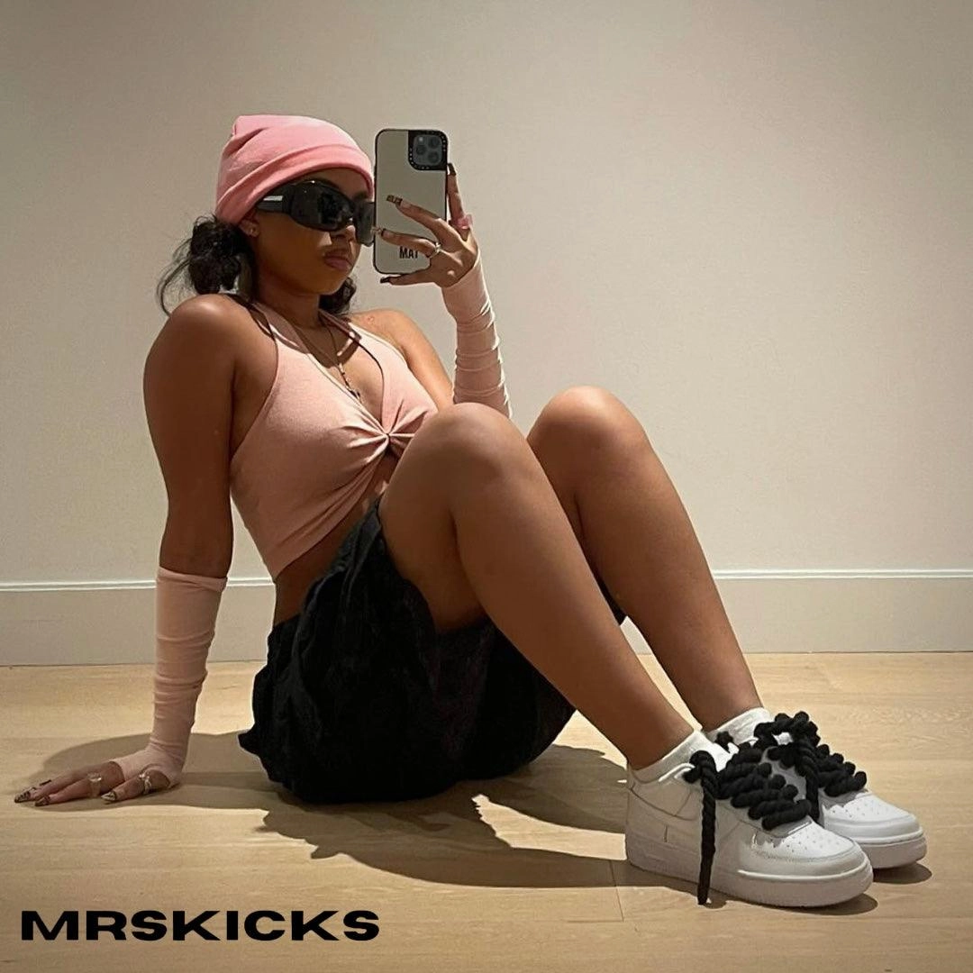 Red Glow Wool Warm Custom Black Rope Airforce 1