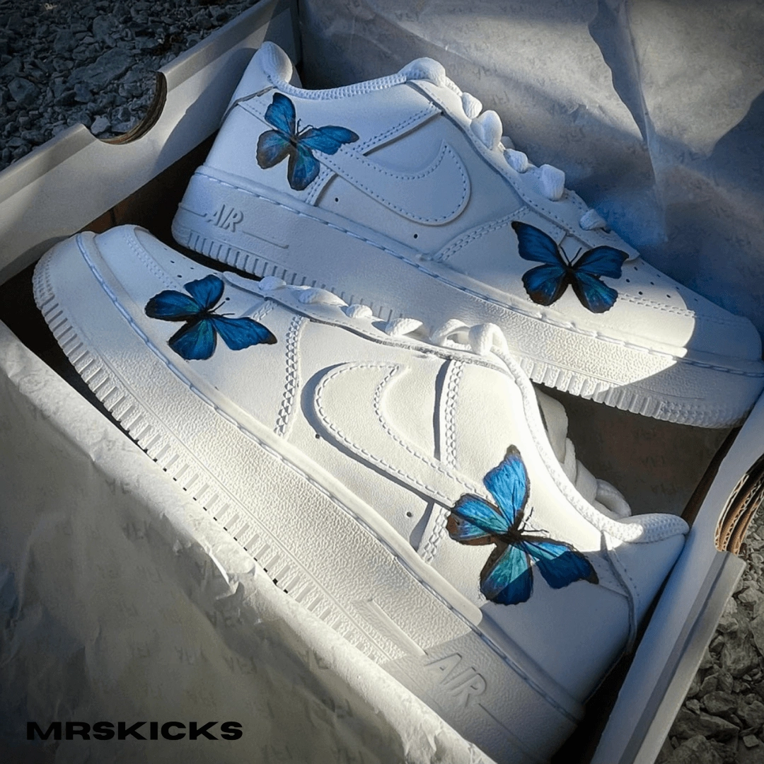 Custom Blue Butterfly Airforce 1 Shock absorption Balance Fit