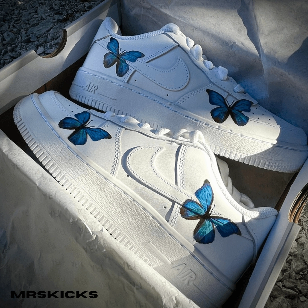Custom Blue Butterfly Airforce 1 Rich Jewel Early Jog