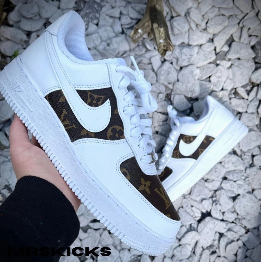 Foot Support Antique Glow Custom Brown Tan Lv Airforce 1